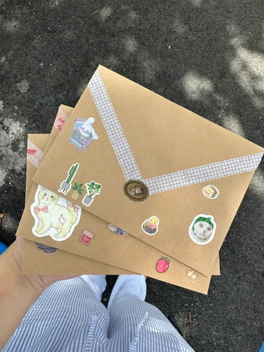 decorated envelope with stickers