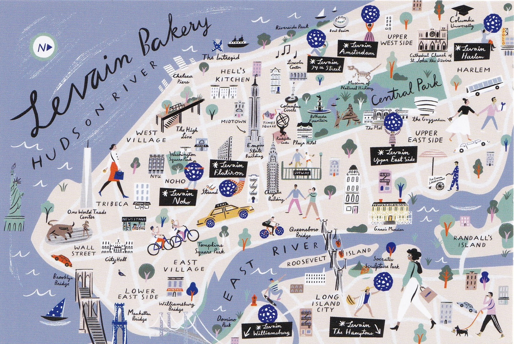 levain bakery — illustrated map of manhattan