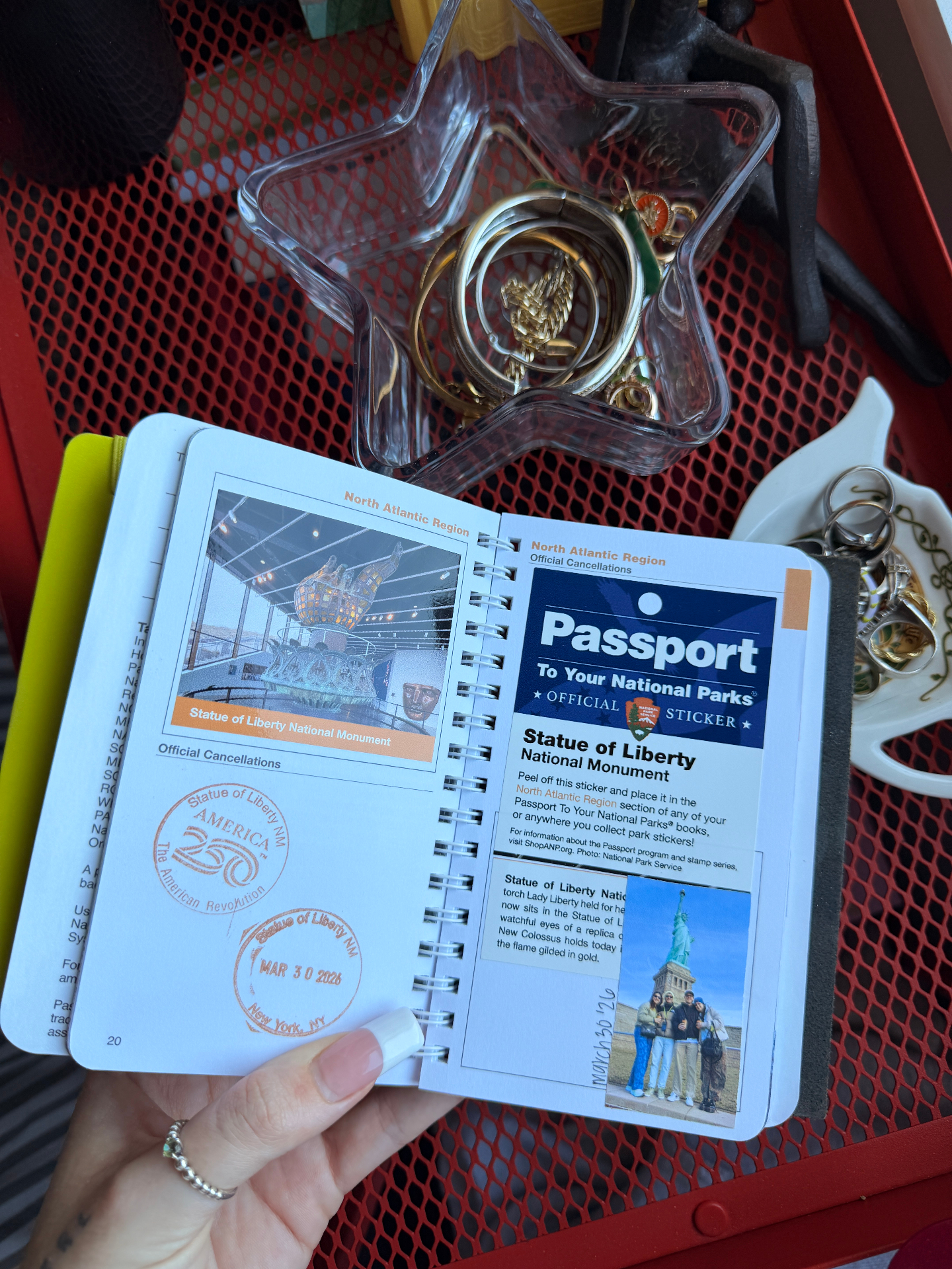 national parks passport open to statue of liberty page