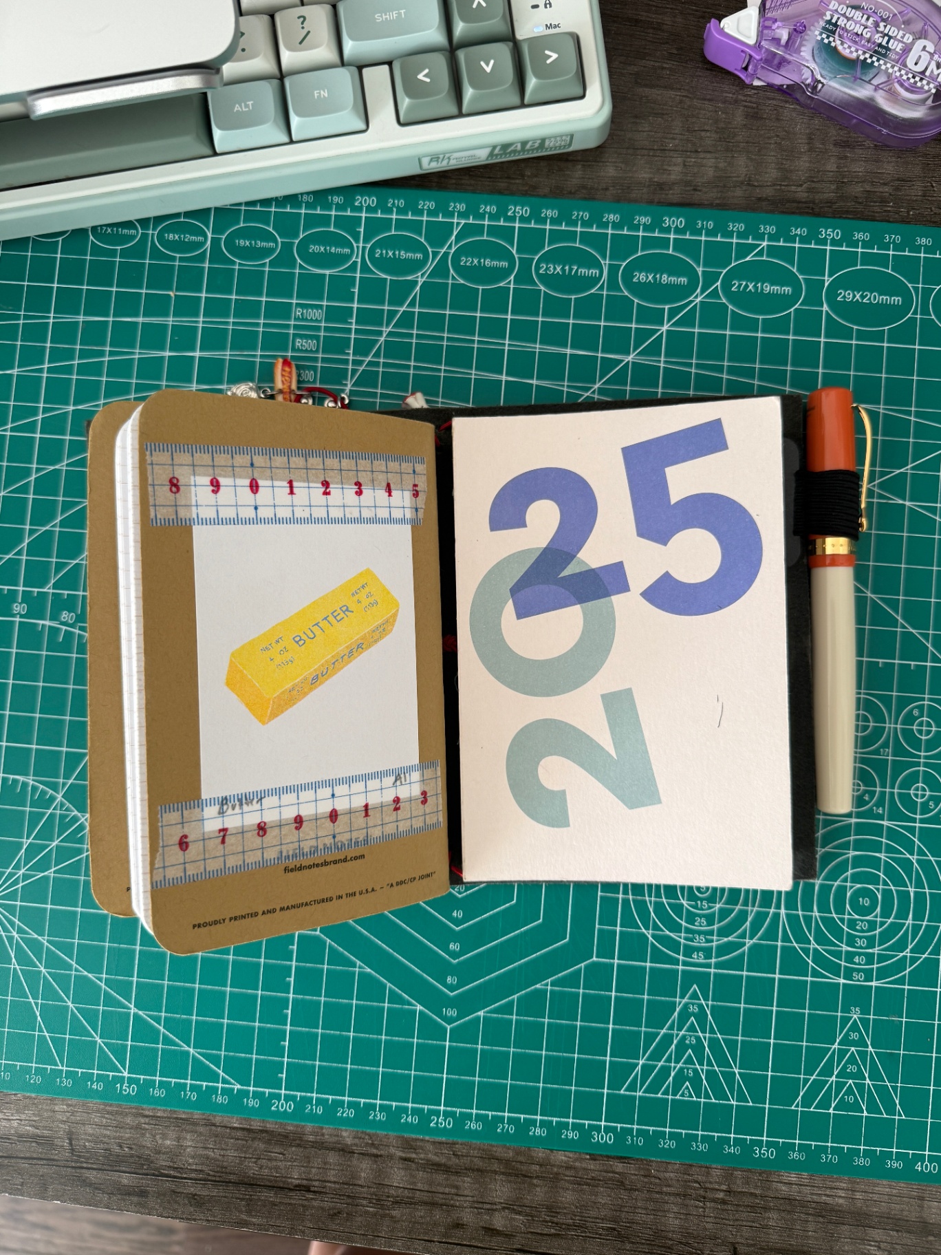 paper republic planner open with butter sticker on cutting mat